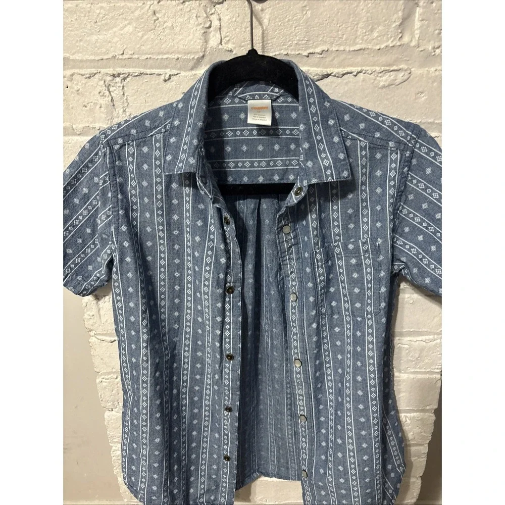 Gymboree  Button Down‎ Snap Button Chambray Shirt Size 12 Boys